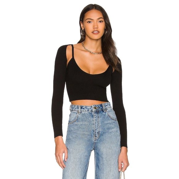superdown Sweaters - Superdown Remi Knit Shrug Set in black Small